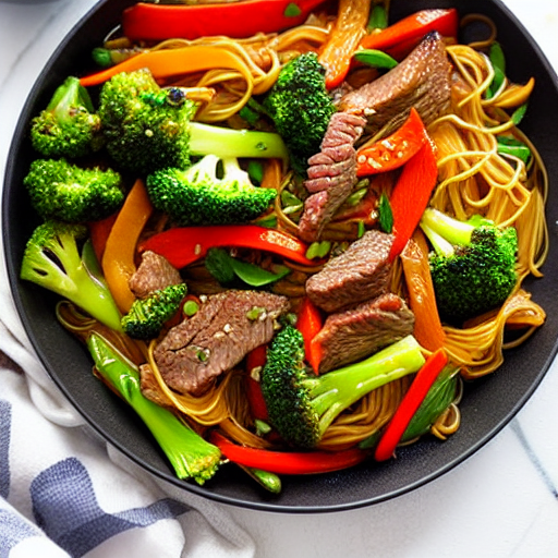 Beef and Vegetable Stir-Fry with Rice and Noodles