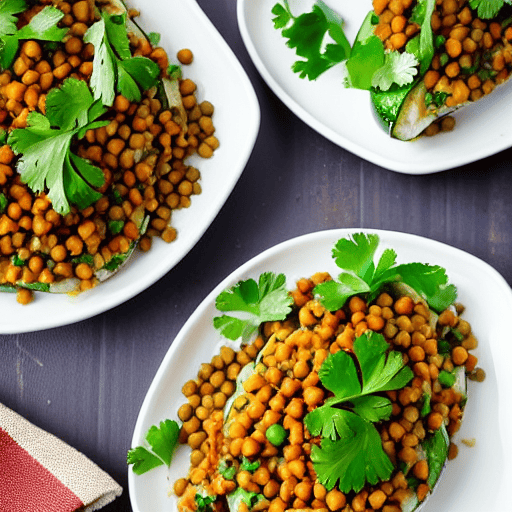 Stuffed Zucchini with Chickpeas and Lentils