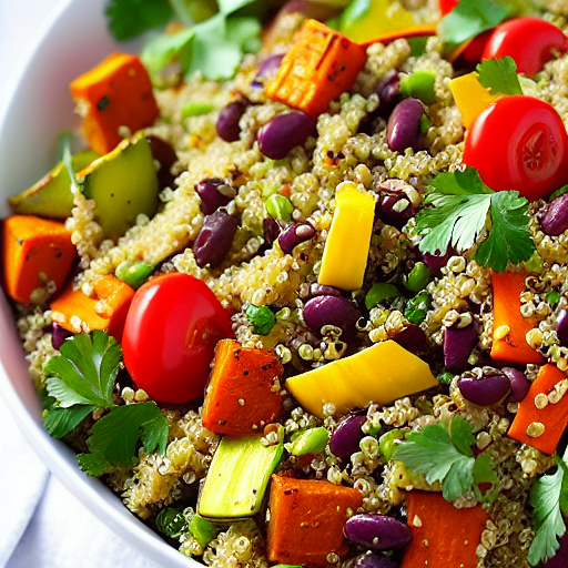 Roasted Vegetable and Quinoa Salad with Lentils