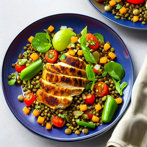 Halal Chicken and Lentil Salad