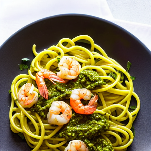 Trofie al Pesto e Gamberi