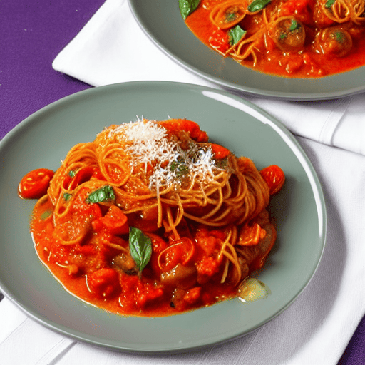 Pasta con le Melanzane e Salsa di Pomodoro