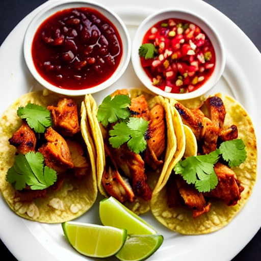 Tacos de Pollo en Salsa de Guayaba y Piña y Cilantro y Jengibre