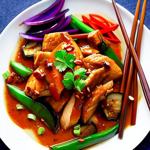 Sichuan Style Chicken with Eggplant Stir-Fry