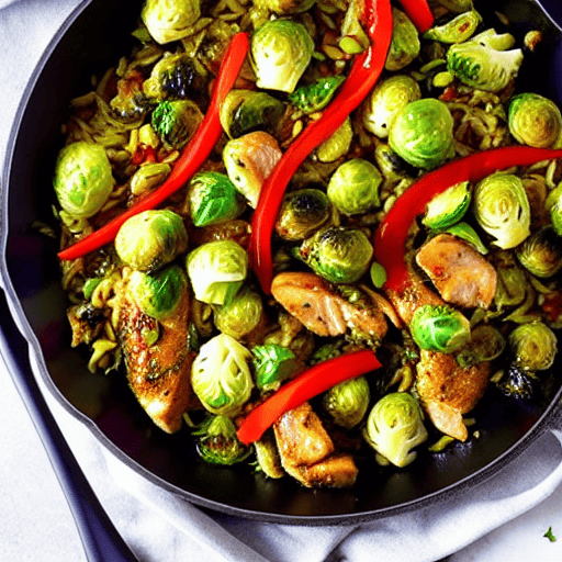 Halal Chicken and Brussels Sprouts Stir-Fry Bake