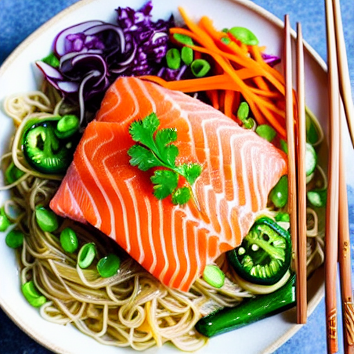 Soba Noodle Salad with Salmon and Vegetables