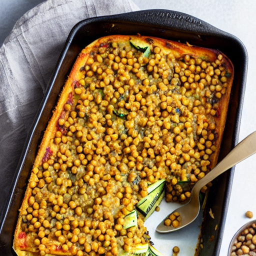 Baked Zucchini and Lentil Bake with Cheese and Chickpeas