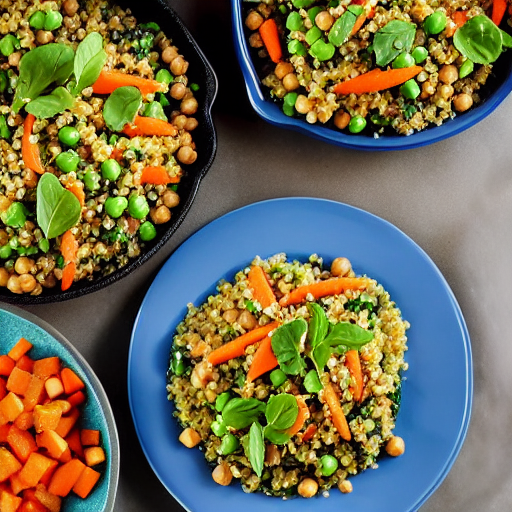 Stuffed Zucchini with Quinoa and Chickpeas and Lentils and Spinach and Carrots and Peas