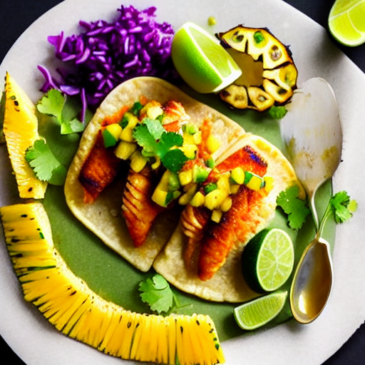 Tacos de Pescado al Jengibre y Piña