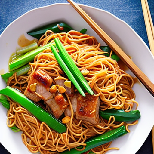 Pork and Vegetable Chow Mein Noodles
