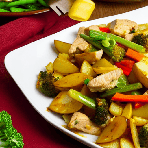 Halal Chicken and Potato Stir-Fry Bake