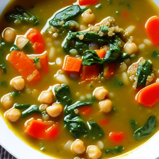 Savory Quinoa and Vegetable Soup with Lentils and Spinach and Chickpeas and Lentils and Spinach and Lentils
