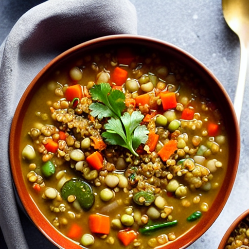 Savory Lentil and Vegetable Soup with Quinoa and Rice