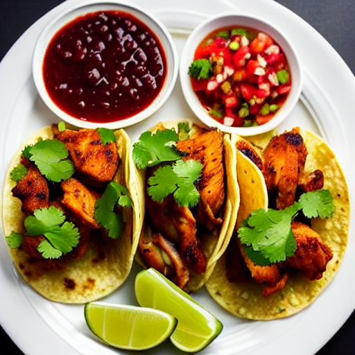 Tacos de Pollo en Salsa de Guayaba y Piña y Cilantro
