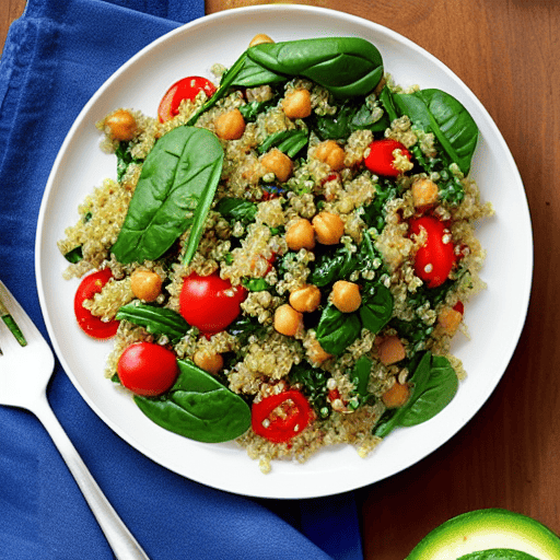 Vegetable and Quinoa Salad with Chickpeas and Spinach