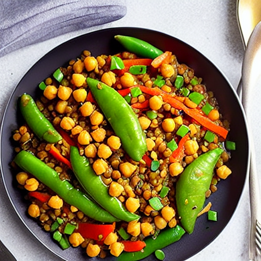 Savory Potato and Vegetable Stir-Fry with Lentils and Chickpeas