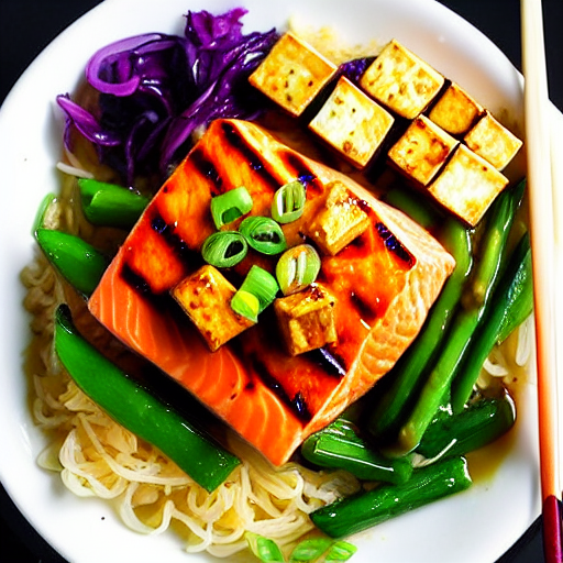Yaki Tofu with Tofu and Salmon