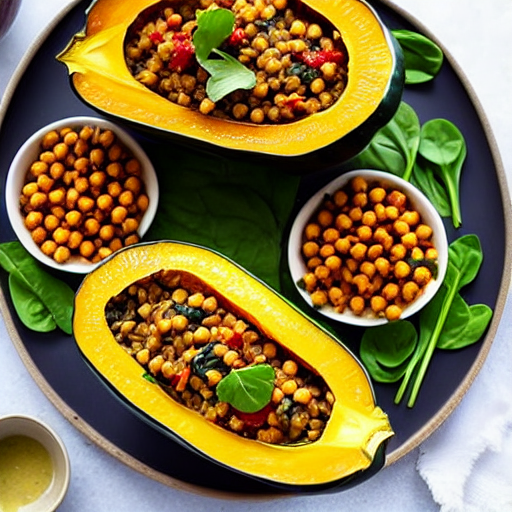 Stuffed Acorn Squash with Lentils and Spinach and Chickpeas and Lentils and Spinach and Lentils and Spinach and Lentils and Spinach and Lentils and Spinach and Lentils