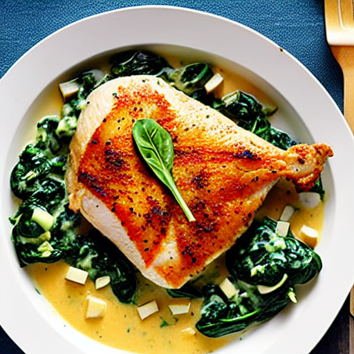 Baked Chicken with Spinach and Cheese