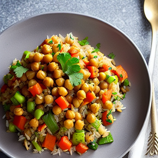 Vegetable and Rice Pilaf with Lentils and Chickpeas