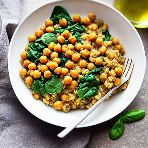 Savory Oatmeal with Chickpeas and Spinach