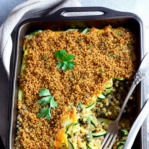 Baked Zucchini and Lentil Bake with Cheese and Quinoa