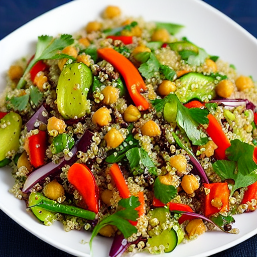 Crispy Vegetable and Quinoa Salad with Chickpeas and Lentils and Spinach and Carrots and Peas and Chickpeas and Lentils