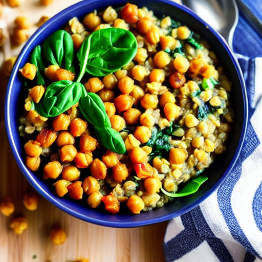 Savory Oatmeal with Spinach and Lentils and Chickpeas and Spinach and Lentils