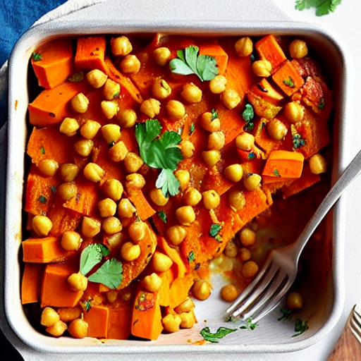 Savory Sweet Potato and Vegetable Casserole with Chickpeas