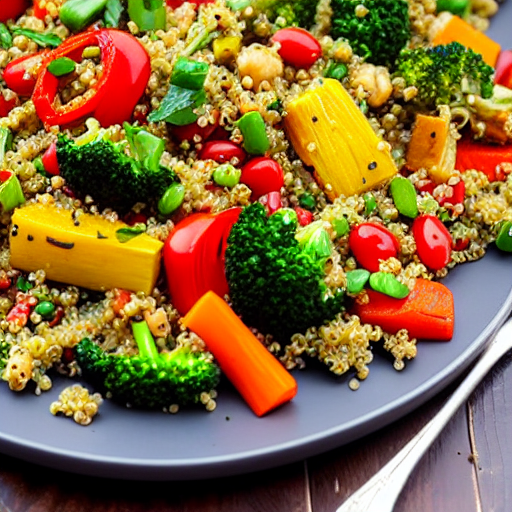 Roasted Vegetable and Quinoa Salad with Chickpeas and Lentils and Spinach and Carrots and Peas and Chickpeas and Lentils