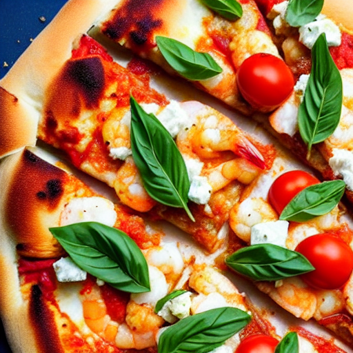 Halal Shrimp Saganaki Pizza