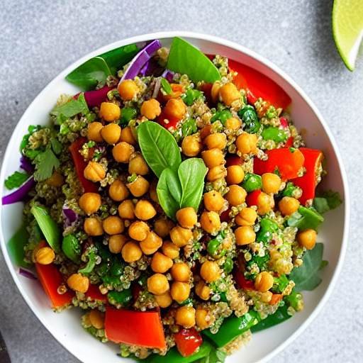 Vegetable and Lentil Salad with Quinoa and Chickpeas and Rice