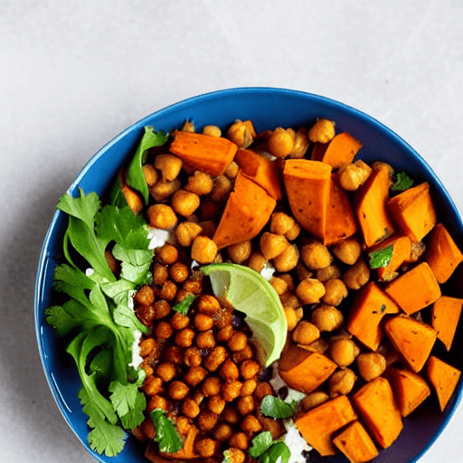 Roasted Sweet Potato and Lentil Bowl with Chickpeas