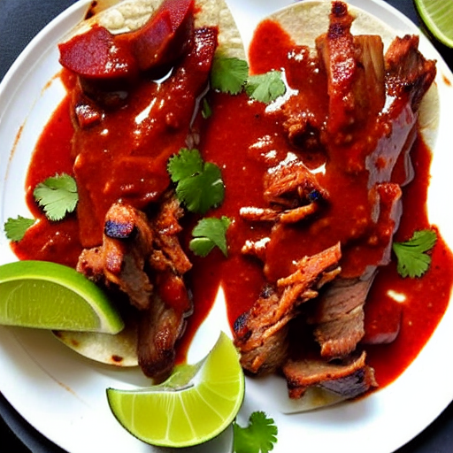 Tacos de Puerco con Salsa de Chile de Árbol