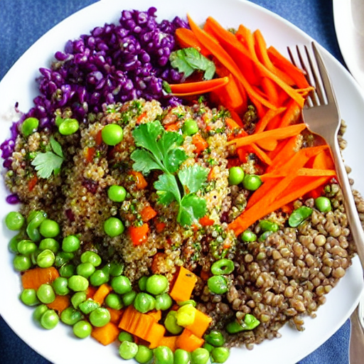Quinoa and Roasted Vegetable Salad with Lentils