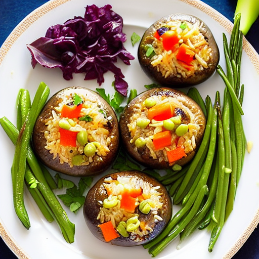 Vegetable and Cheese Stuffed Mushrooms with Rice
