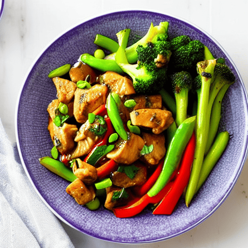 Halal Chicken and Eggplant Stir-Fry Bowl