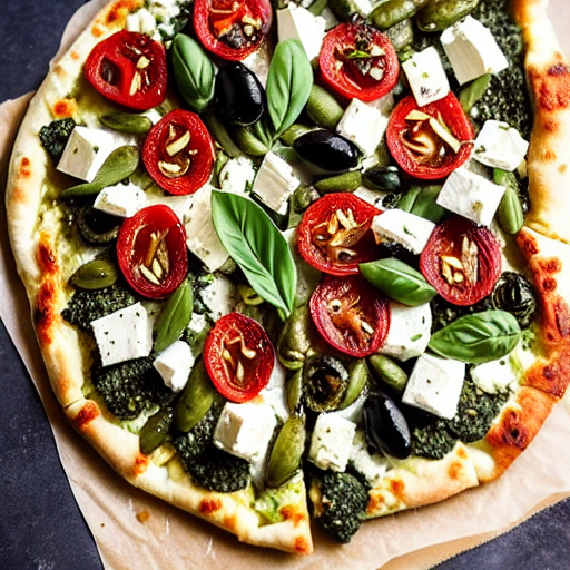 Keto Feta and Olive Pizza