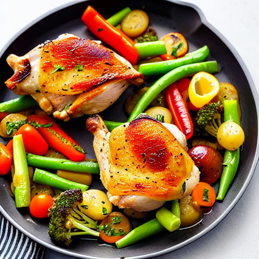 Roasted Chicken with Garlic and Vegetables and Herbs and Cheese