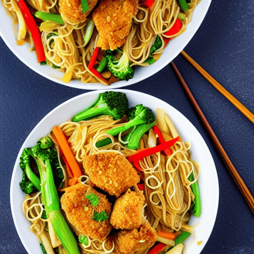 Crispy Chicken and Noodles Bowl
