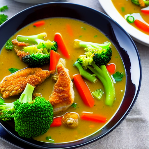 Crispy Chicken with Broccoli Stir-Fry Soup