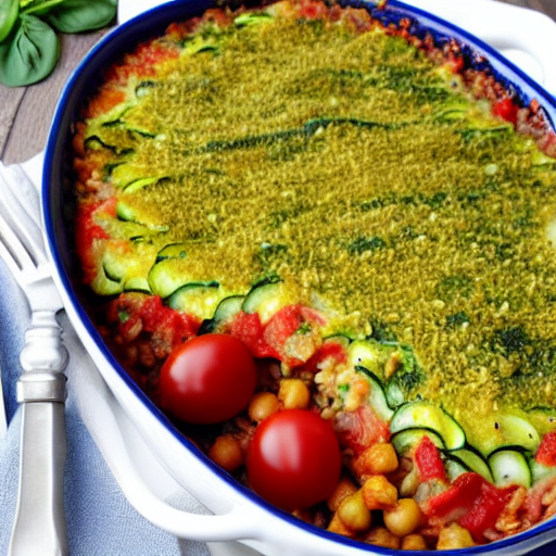 Zucchini and Tomato Gratin with Lentils and Spinach and Chickpeas and Lentils and Spinach and Lentils and Spinach and Lentils and Spinach and Lentils