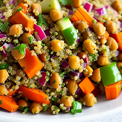 Roasted Vegetable and Lentil Salad with Quinoa and Chickpeas