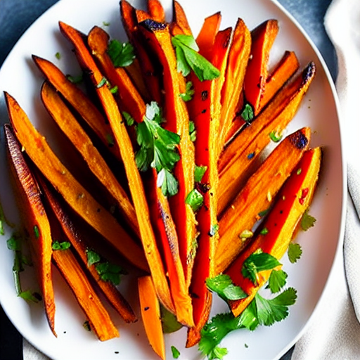 Crispy Baked Sweet Potato Fries with Garlic and Herbs and Spices and Herbs
