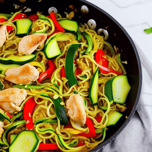 Halal Chicken and Zucchini Stir-Fry Bake Noodle