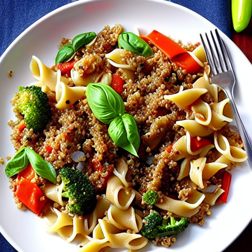 Beef and Vegetable Pasta with Quinoa and Rice