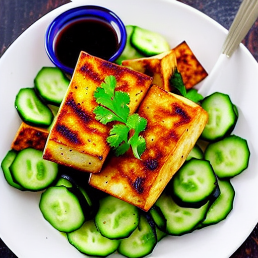 Crispy Tofu and Cucumber Salad