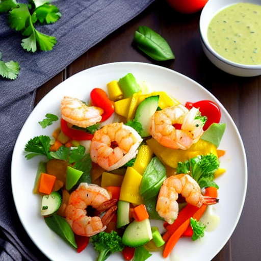 Crispy Shrimp and Vegetable Salad with Dressing