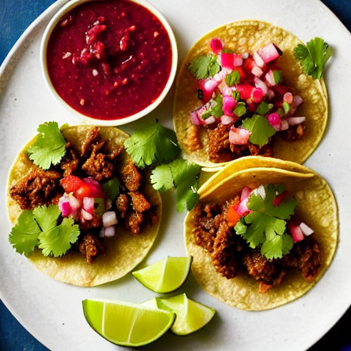 Tacos de Res en Salsa de Guayaba y Piña y Cilantro y Jengibre