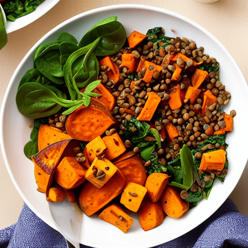 Roasted Sweet Potato and Lentil Bowl with Lentils and Spinach and Chickpeas and Lentils and Spinach and Lentils and Spinach and Lentils and Spinach and Lentils and Spinach and Lentils